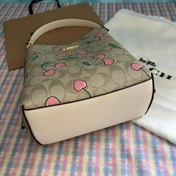 Coach Canvas Bucket Bag Heart Shaped Cherry Print - Picture 4 of 6